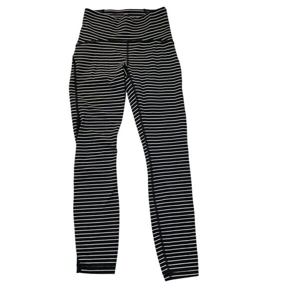 Lululemon Train Times Pant 25" Inseam Parallel Stripe Black and White Size 4 - Picture 2 of 8